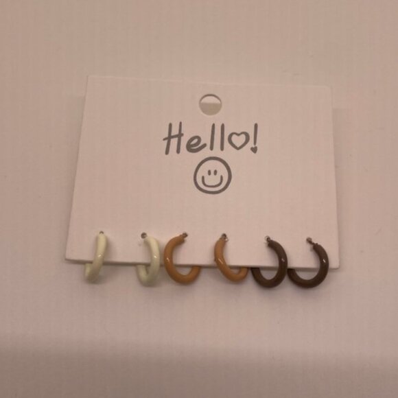 ✨ FREE Hoop Set Neutral Monochrome Boho Peasant Hipster Hippie Art Deco Earrings - Picture 2 of 9